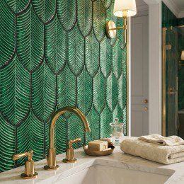 Regent Emerald Green Ceramic Leaf Shape Wall Tile 100x200mm