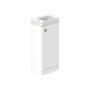 Stanway 40cm Single Door Floorstanding Cloakroom Unit & Mineral Cast Left Hand Basin in Arctic White with Satin Brass Handle