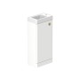 Stanway 40cm Single Door Floorstanding Cloakroom Unit & Mineral Cast Right Hand Basin in Arctic White with Satin Brass Handle