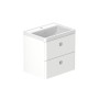 Stanway 60cm Two Drawer Wall Hung Unit & Mineral Cast Basin in Arctic White with Chrome Handles