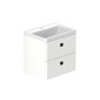 Stanway 60cm Two Drawer Wall Hung Unit & Mineral Cast Basin in Arctic White with Matt Black Handles