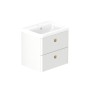 Stanway 60cm Two Drawer Wall Hung Unit & Ceramic Basin in Arctic White with Satin Brass Handles