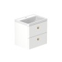 Stanway 60cm Two Drawer Wall Hung Unit & Mineral Cast Basin in Arctic White with Satin Brass Handles