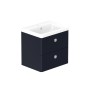 Stanway 60cm Two Drawer Wall Hung Unit & Ceramic Basin in Navy with Chrome Handles