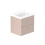 Stanway 60cm Two Drawer Wall Hung Unit & Ceramic Basin in Pink Clay with Chrome Handles
