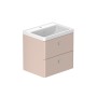 Stanway 60cm Two Drawer Wall Hung Unit & Mineral Cast Basin in Pink Clay with Chrome Handles
