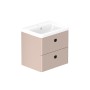 Stanway 60cm Two Drawer Wall Hung Unit & Ceramic Basin in Pink Clay with Matt Black Handles