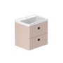 Stanway 60cm Two Drawer Wall Hung Unit & Mineral Cast Basin in Pink Clay with Matt Black Handles