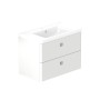 Stanway 80cm Two Drawer Wall Hung Unit & Ceramic Basin in Arctic White with Chrome Handles