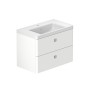 Stanway 80cm Two Drawer Wall Hung Unit & Mineral Cast Basin in Arctic White with Chrome Handles