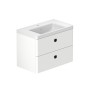Stanway 80cm Two Drawer Wall Hung Unit & Mineral Cast Basin in Arctic White with Matt Black Handles