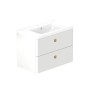 Stanway 80cm Two Drawer Wall Hung Unit & Ceramic Basin in Arctic White with Satin Brass Handles