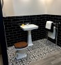 Salisbury White Flower On Black Porcelain Wall & Floor Tile 200x200mm