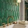 Regent Emerald Green Ceramic Leaf Shape Wall Tile 100x200mm