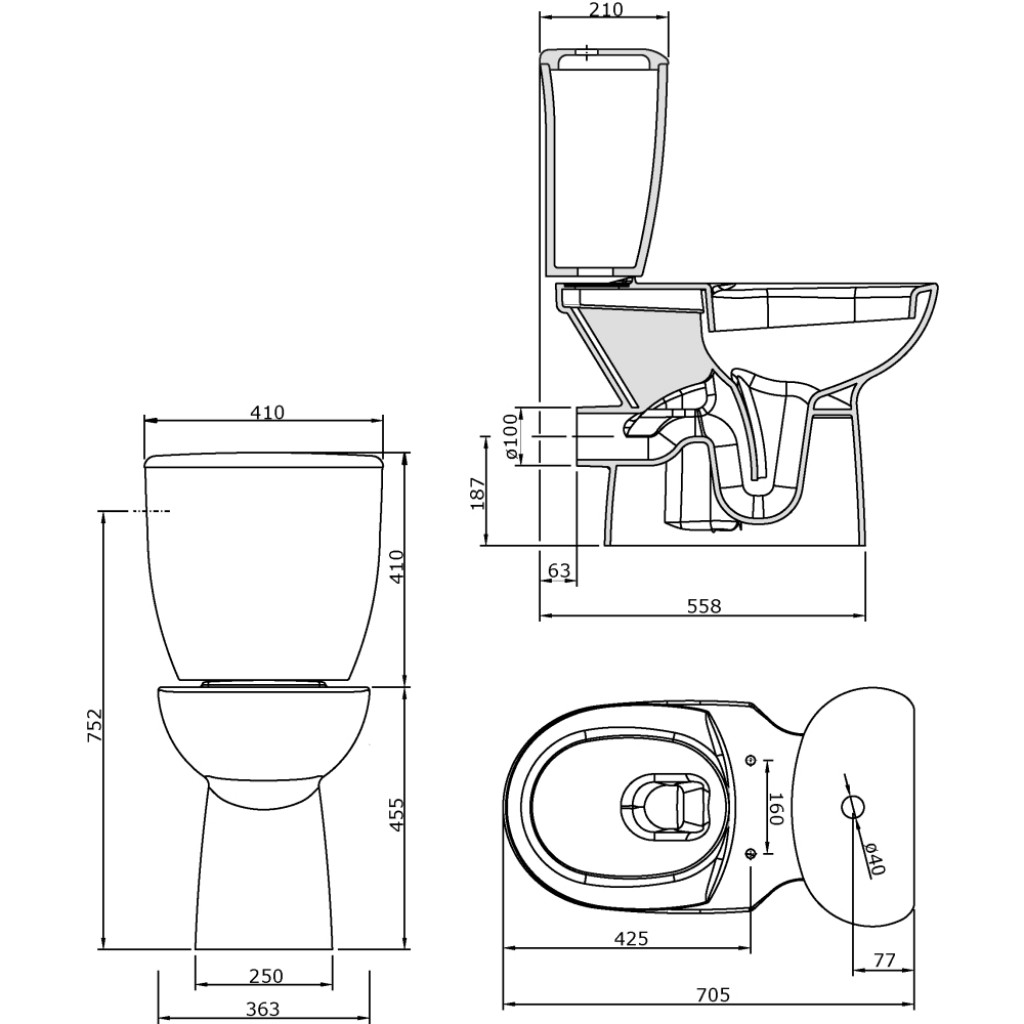 Eclipse Comfort Height Close Coupled Toilet Pan