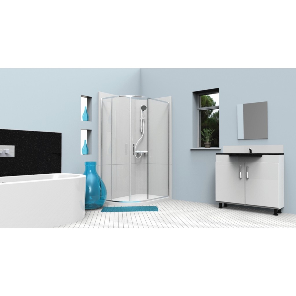 Aqua Leak Free Quadrant Shower Enclosure Offset Right hand Porcelain