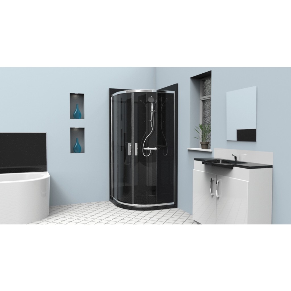 Aqua Leak Free Quadrant Shower Enclosure Granite Black 900