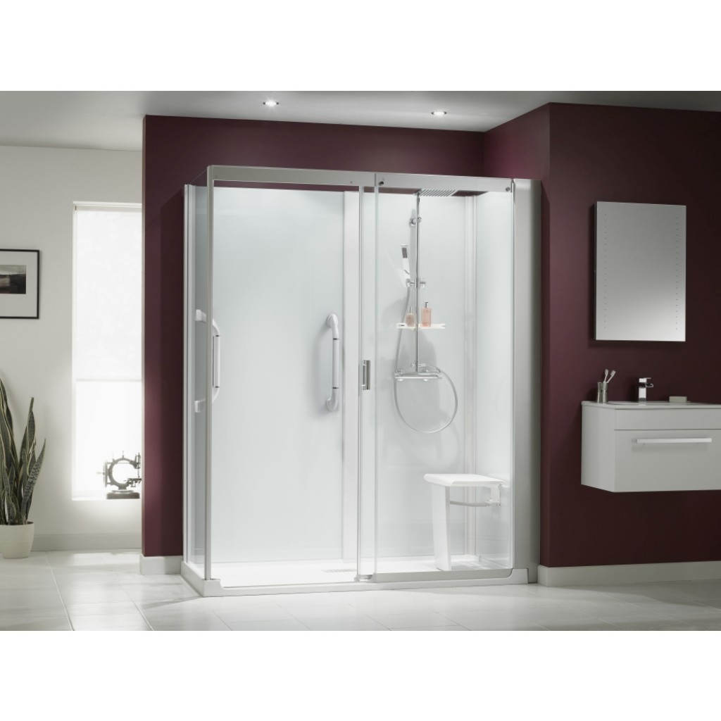 Aquamagic+ Corner Shower Cubicle With Thermostatic Shower, 2 Rails