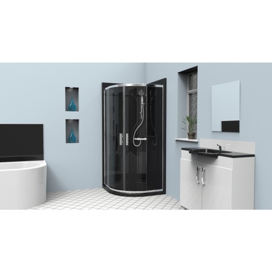 Aqua Leak Free Quadrant Shower Enclosure Granite Black 800