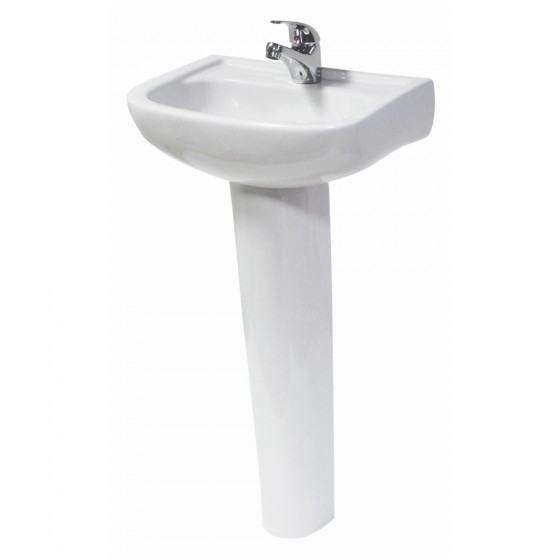 Modern Cloakroom Basin 2 Tap Hole, White 450