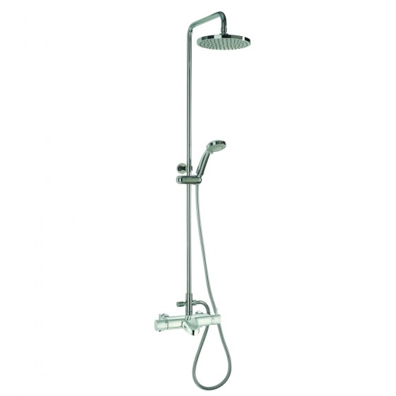 Quadro Thermostatic Wall Hung Bath Shower Mixer With Rigid Riser, Fixed