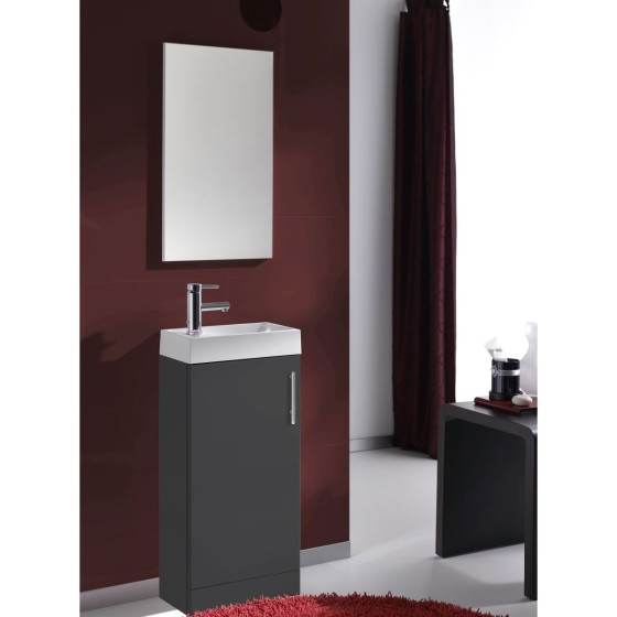 Plan Gloss Anthracite Floor Standing Cloakroom Unit Inc Wash Basin