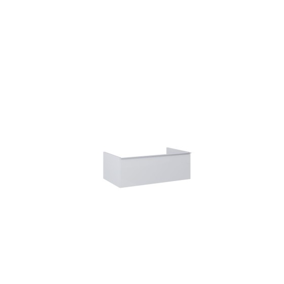 Look Wall Hung Worktop Unit 80cm 1 Drawer Matt Stone with Black Handle