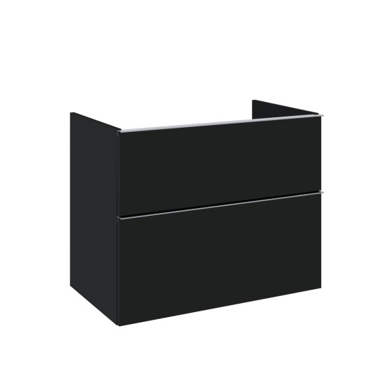 Look Wall Hung Worktop Unit 80cm 2 Drawer Matt Black with Black Handles