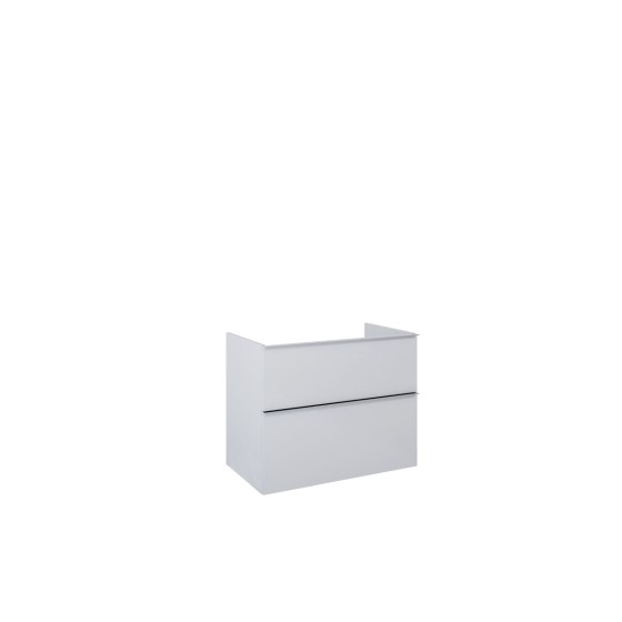 Look Wall Hung Worktop Unit 80cm 2 Drawer Matt Stone with Black Handles