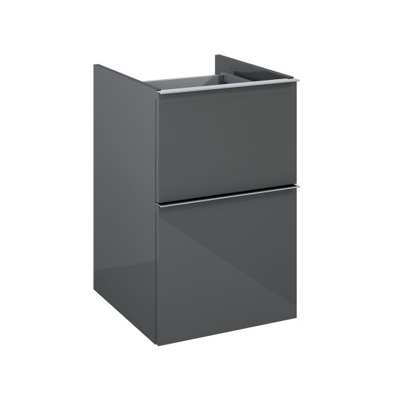 Look Wall Hung Base Unit 40cm 2 Drawer Anthracite Gloss with Black Handles