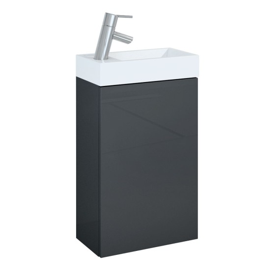 Plan Anthracite Gloss 40cm Wall Hung Cloakroom Unit Incl Basin
