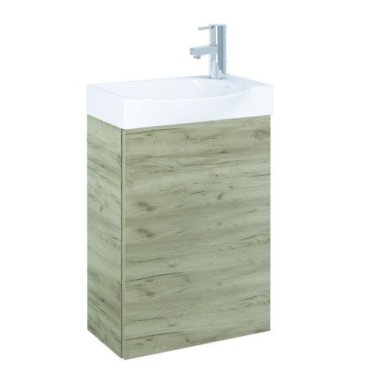 Drift 45cm Craft Oak Cloakroom Wall Hung 1 Taphole Basin Unit