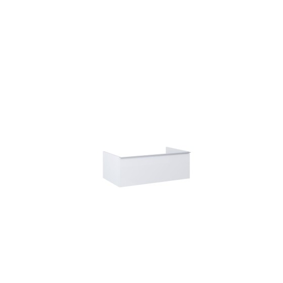 Look Wall Hung Worktop Unit 80cm 1 Drawer White Gloss with Black Handle