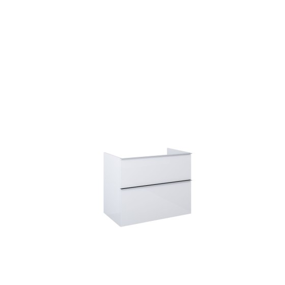 Look Wall Hung Worktop Unit 80cm 2 Drawer White Gloss with Black Handles