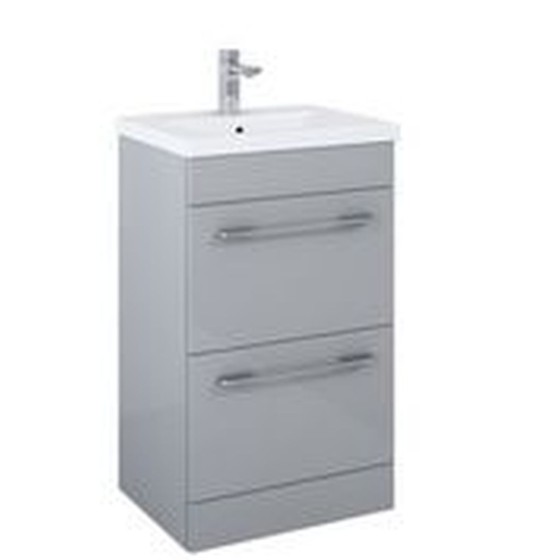 Appeal Floor Standing 50cm 2 Drawer Basin Unit Light Grey