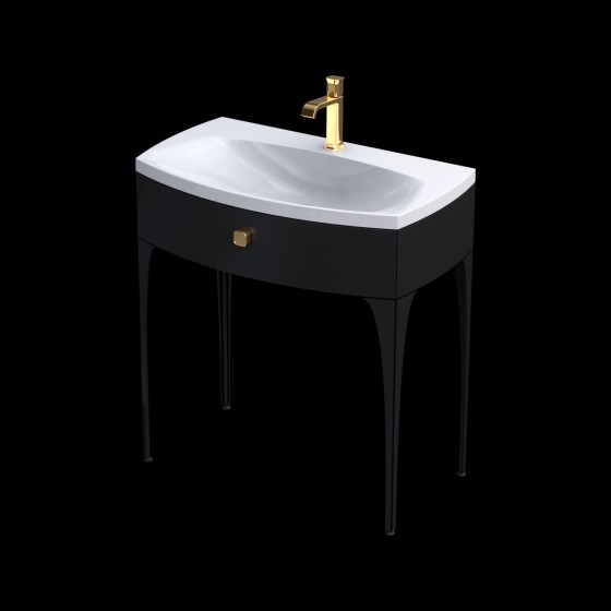 Wimborne Wall Hung 1 Drawer Basin Unit 82cm Gloss Black
