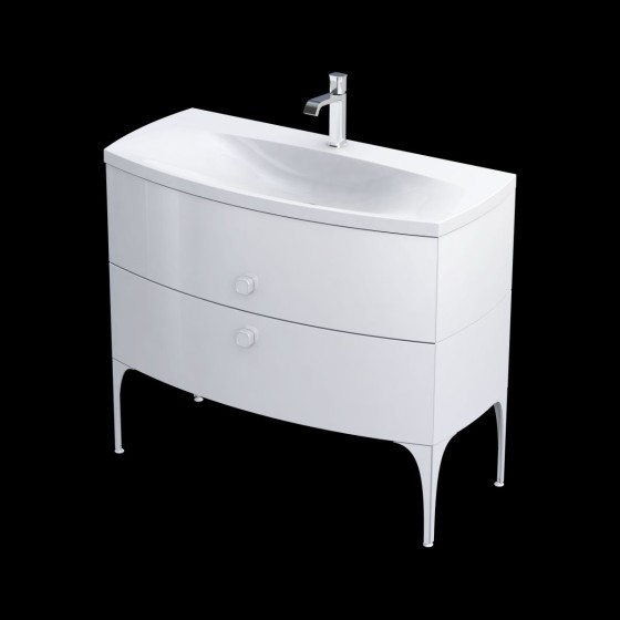 Wimborne Wall Hung 2 Drawer Basin Unit 102cm Gloss White