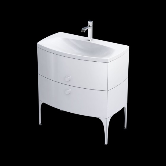 Wimborne Wall Hung 2 Drawer Basin Unit 82cm Gloss White
