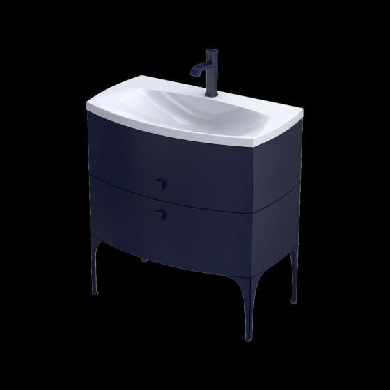 Wimborne Wall Hung 2 Drawer Basin Unit 82cm Matt Blue