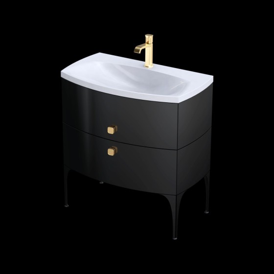 Wimborne Wall Hung 2 Drawer Basin Unit 82cm Gloss Black