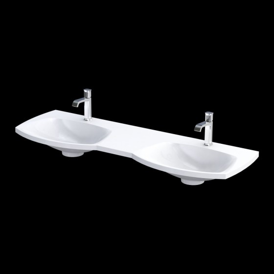 Wimborne Wall Hung 1 Taphole Double Washbasin 144cm Gloss