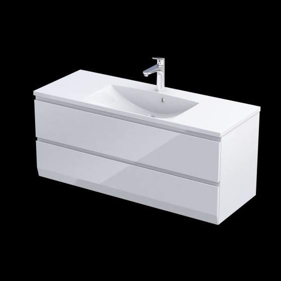 Rectory Wall Hung 2 Drawer Basin Unit 120cm Gloss White