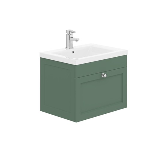 Dorset 60cm Wall Hung 1 Drawer Basin Unit Labrador Green