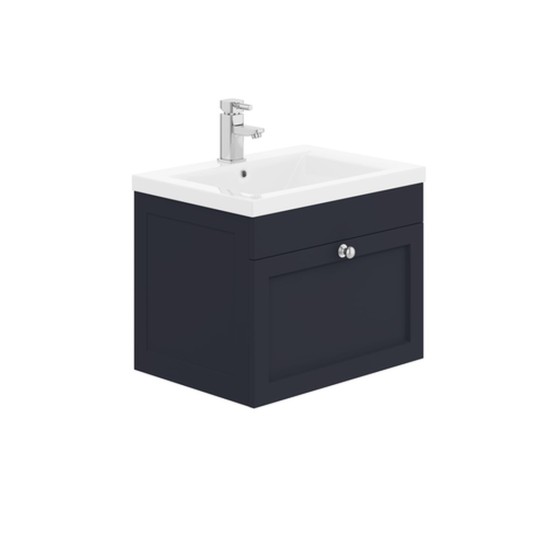 Dorset 60cm Wall Hung 1 Drawer Basin Unit Indigo Blue