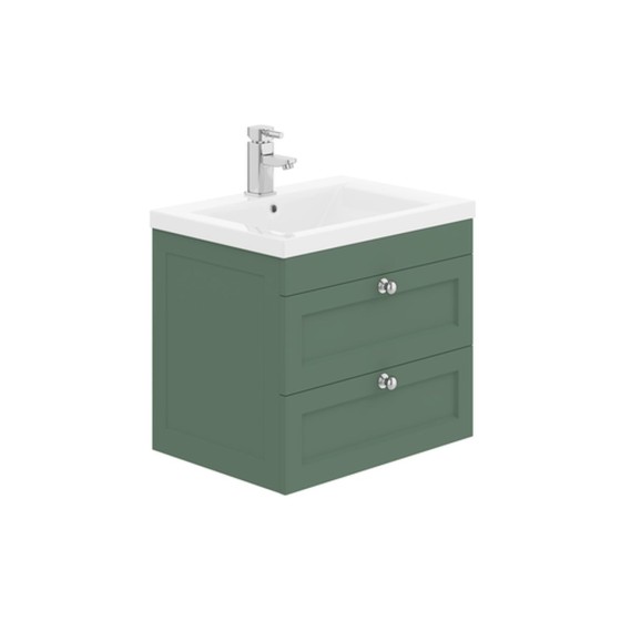 Dorset 60cm Wall Hung 2 Drawer Basin Unit Labrador Green
