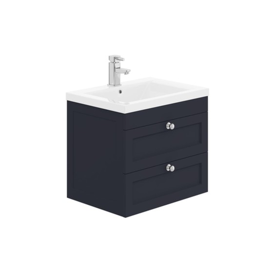 Dorset 60cm Wall Hung 2 Drawer Basin Unit Indigo Blue