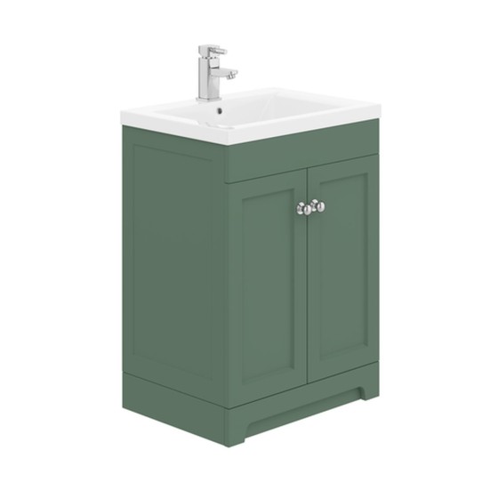 Dorset 60cm Floor Standing 2 Door Basin Unit Labrador Green