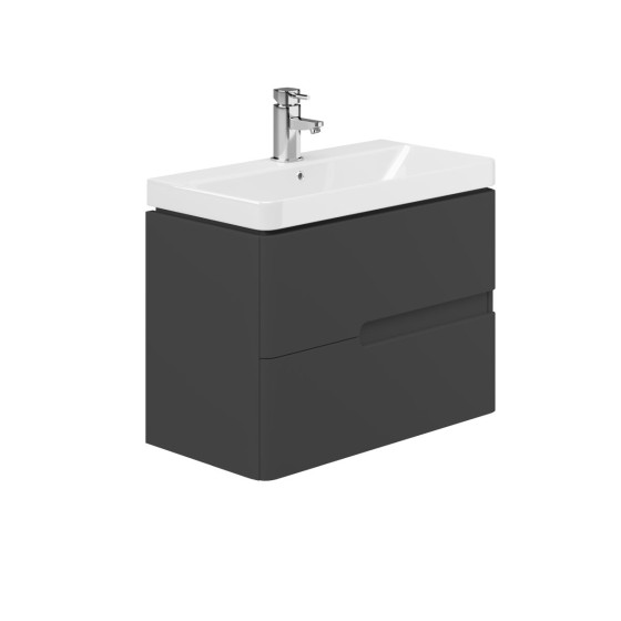 Urban Wall Hung Basin Unit 70cm 2 Drawer Charcoal Serica