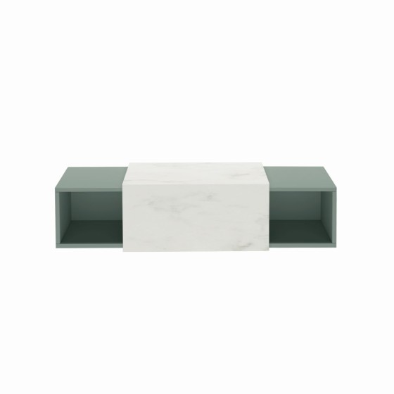 Wells Wall Hung Unit 2x30cm Boxes Sage Green White Marble Top