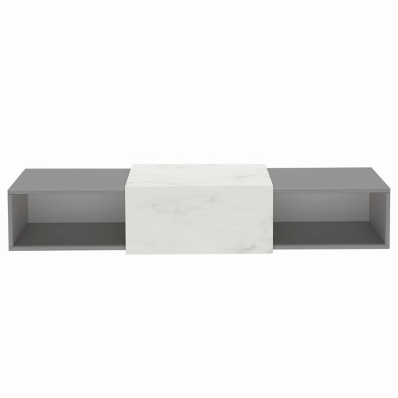 Wells Wall Hung Unit 2x50cm Boxes Dust Grey White Marble Top